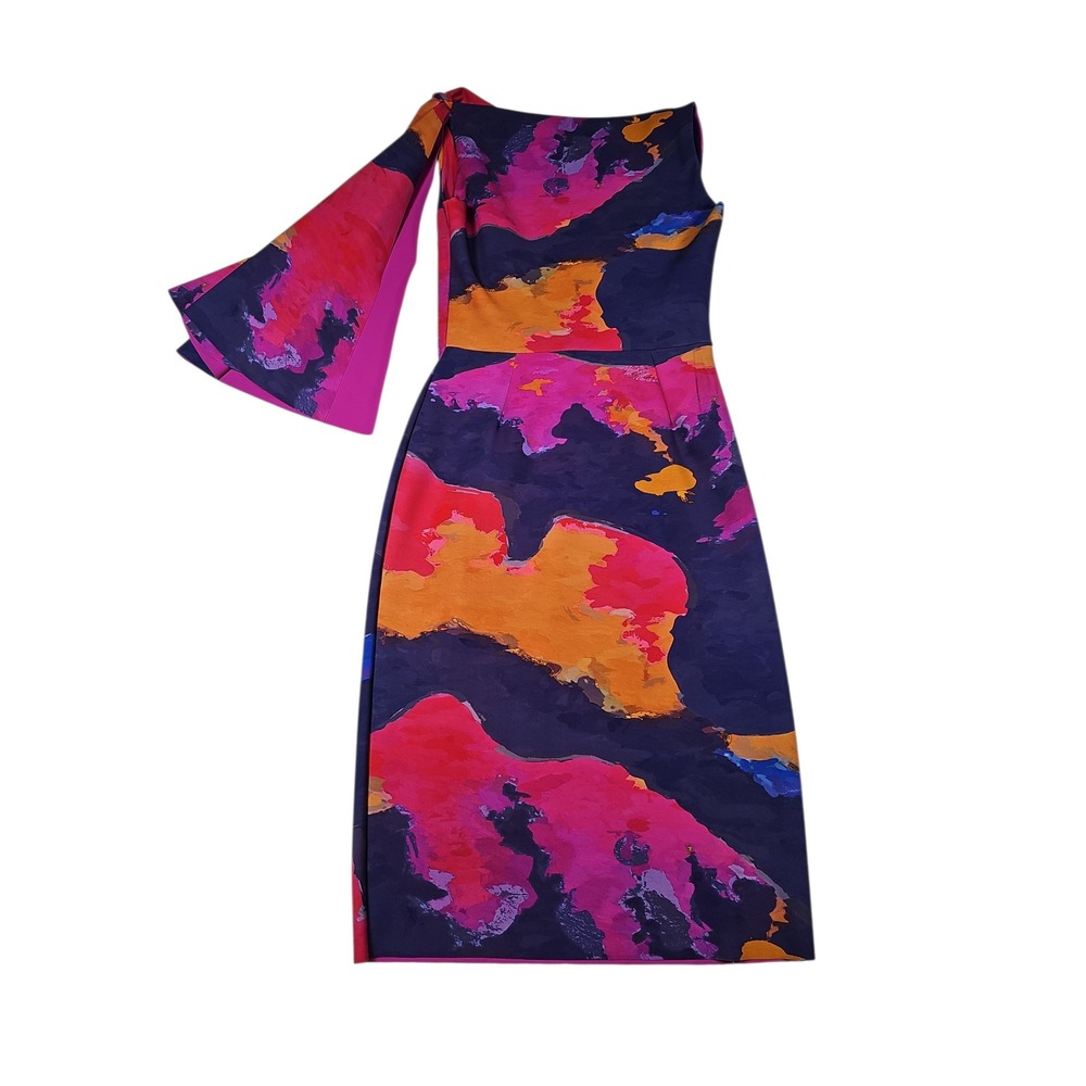 Chiara Boni La Petite Robe Italian Dress Abstract Print One Shoulder 42 US 6 New - Picture 5 of 12